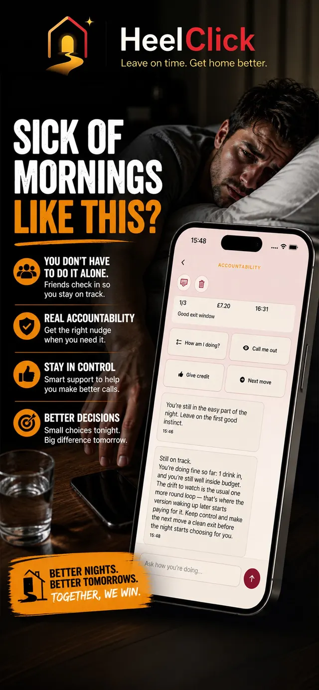 HeelClick accountability assistant for night out check-ins